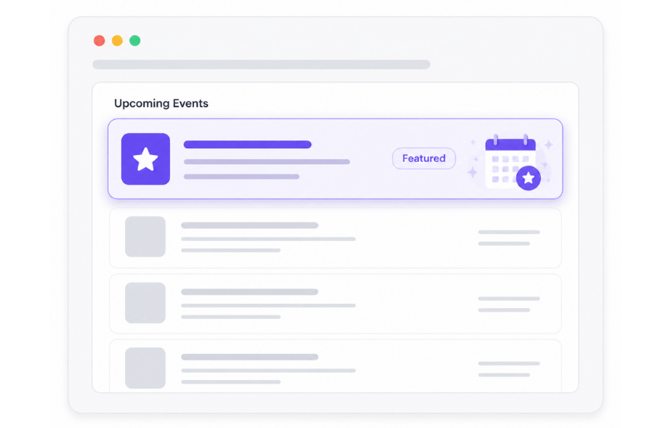 Upcoming event placement example
